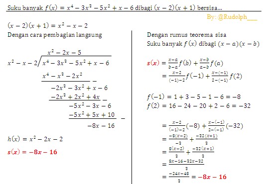 Detail Contoh Soal Kesamaan Polinomial Nomer 20