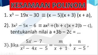 Detail Contoh Soal Kesamaan Polinomial Nomer 4