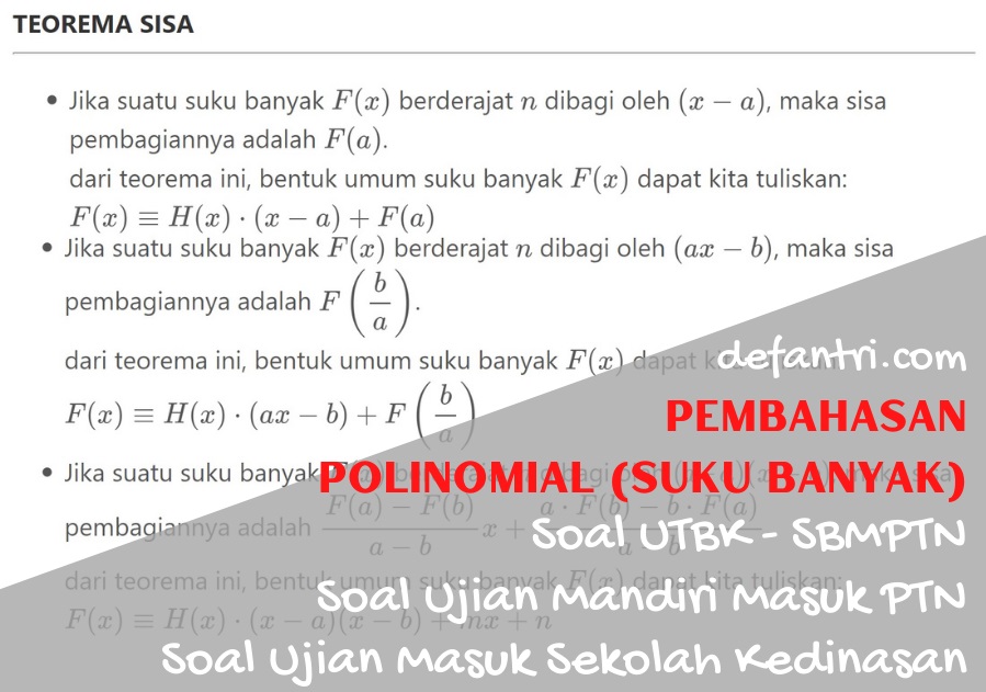 Detail Contoh Soal Kesamaan Polinomial Nomer 32