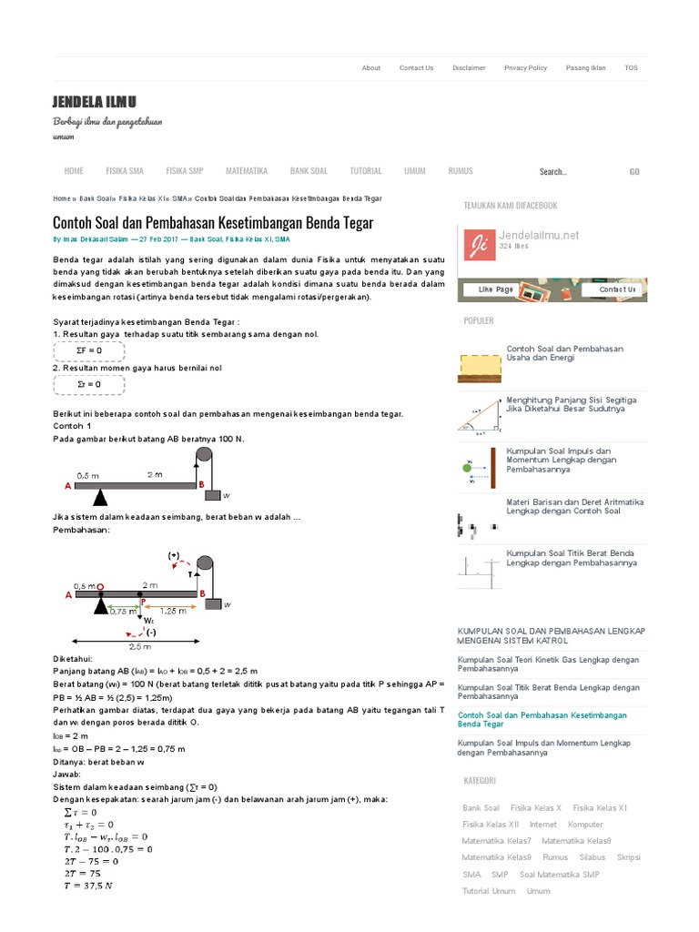 Detail Contoh Soal Keseimbangan Nomer 56
