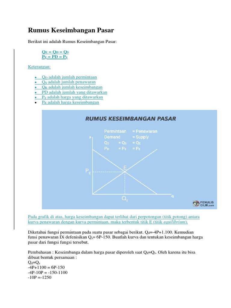 Detail Contoh Soal Keseimbangan Pasar Dan Grafik Nomer 42