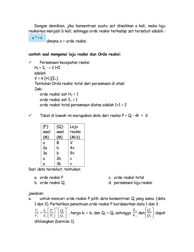 Detail Contoh Soal Kinetika Kimia Nomer 3