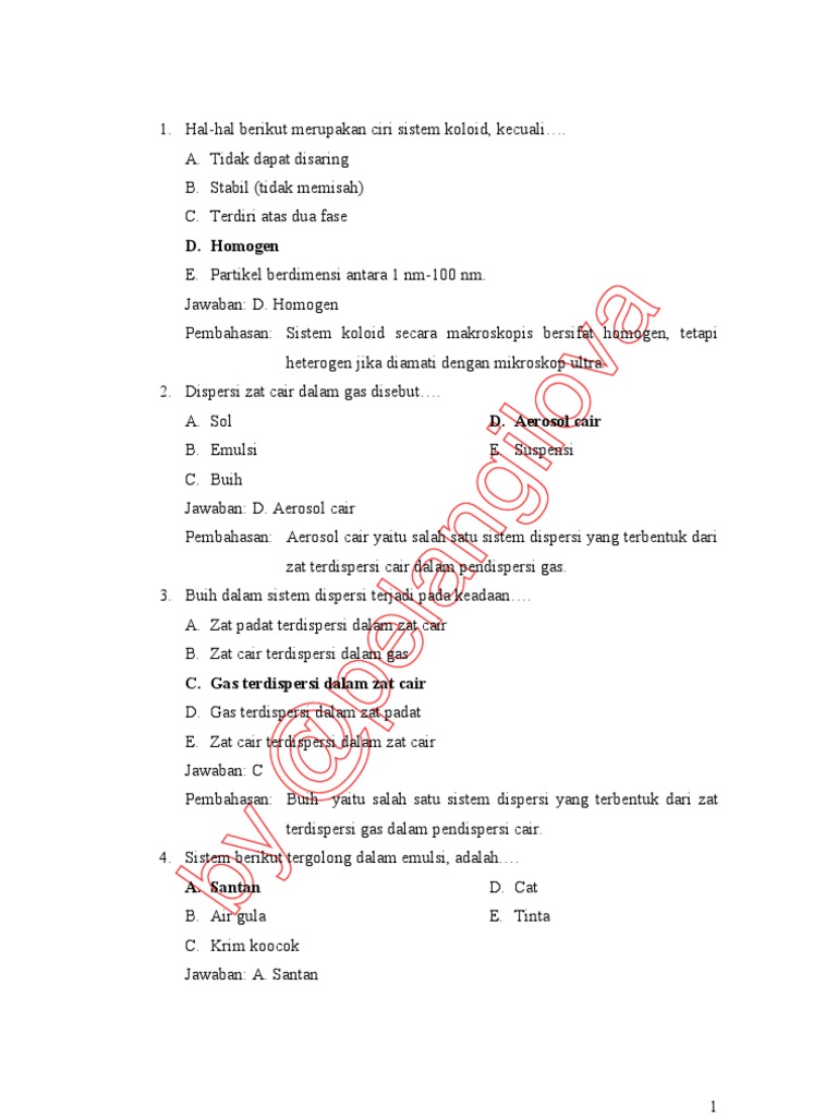 Detail Contoh Soal Koloid Nomer 7