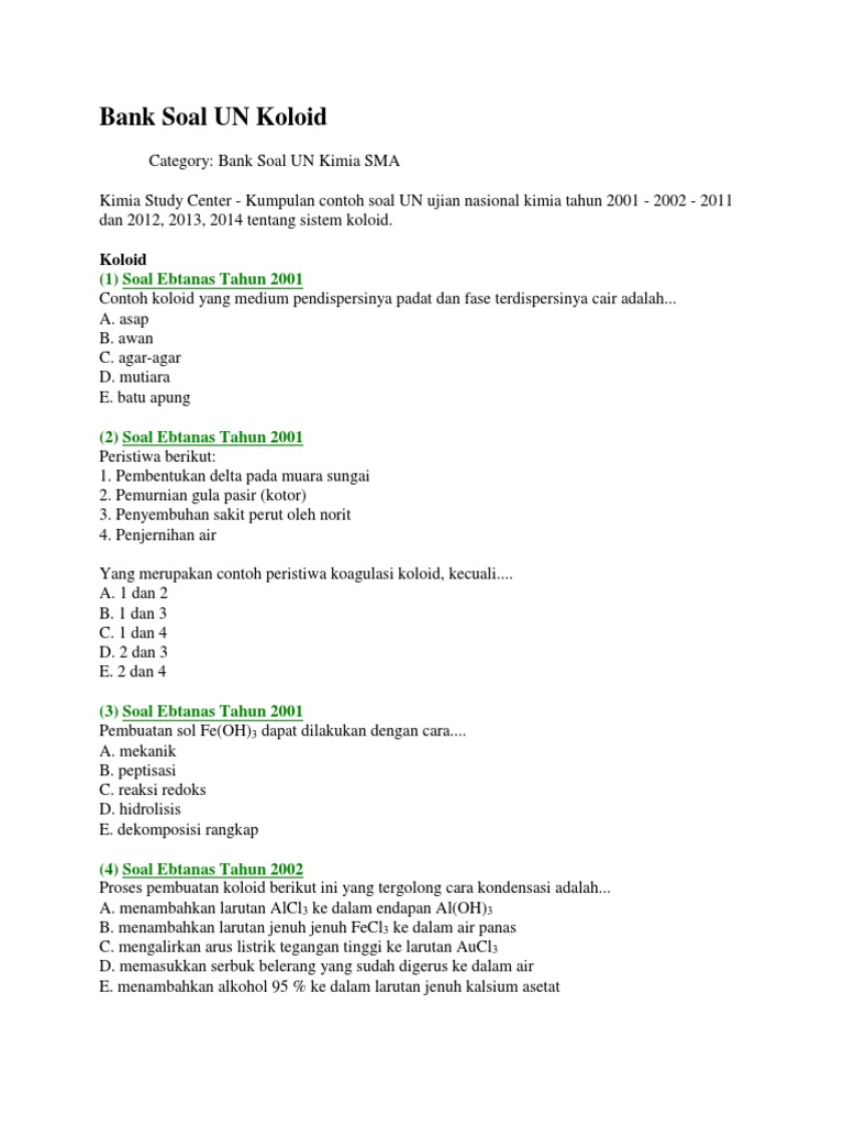 Detail Contoh Soal Koloid Nomer 9