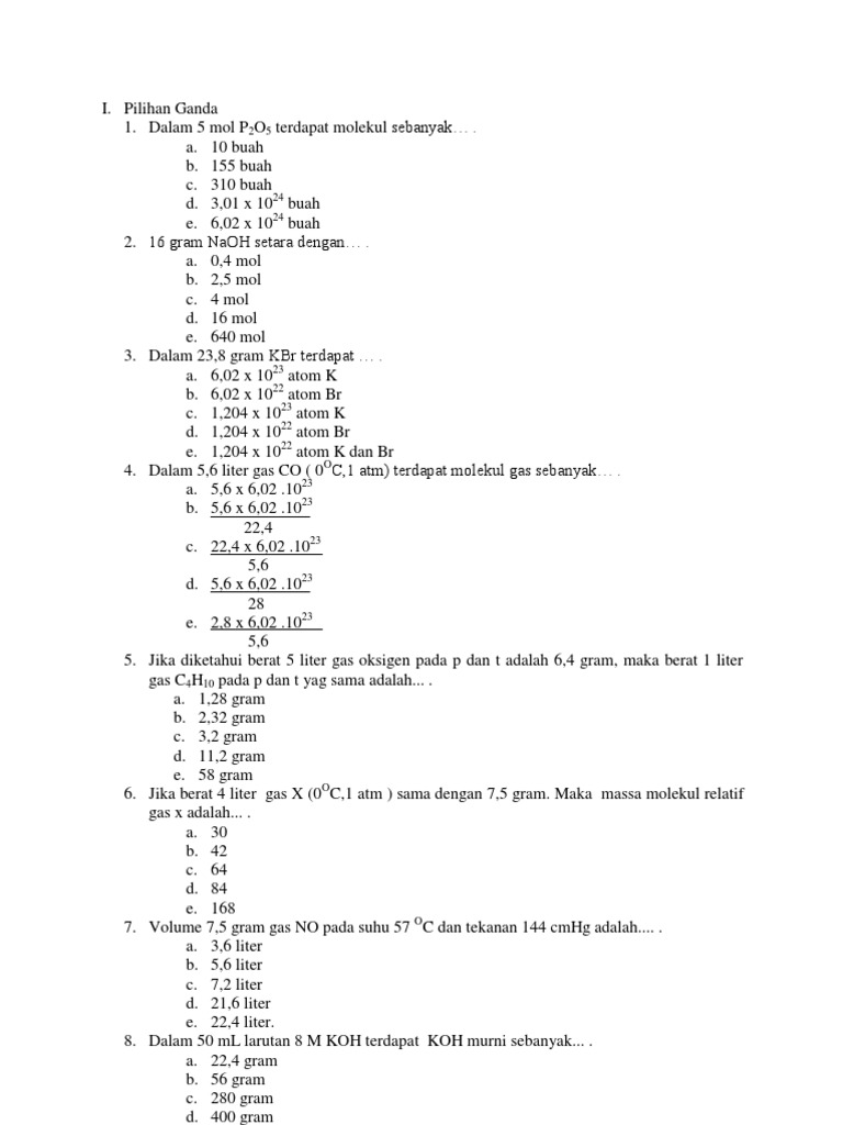 Detail Contoh Soal Konsep Mol Nomer 38