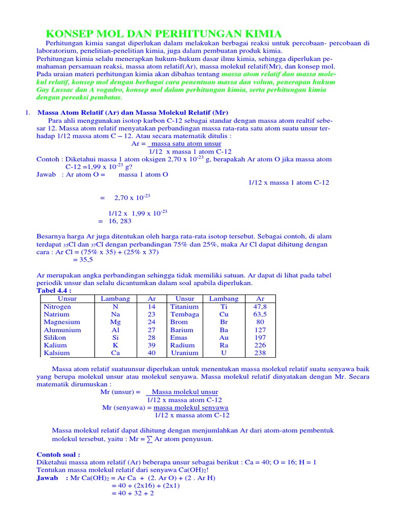 Detail Contoh Soal Konsep Mol Nomer 57