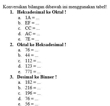 Contoh Soal Konversi Bilangan - KibrisPDR