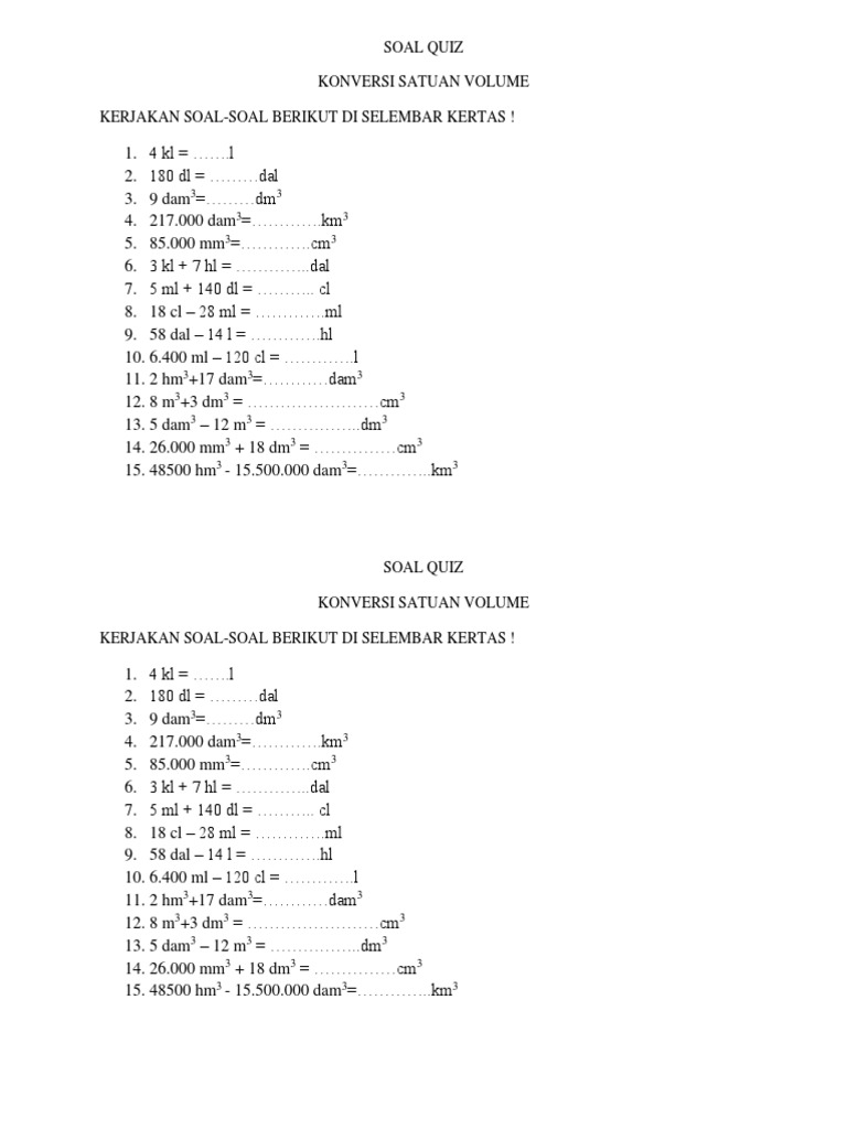 Detail Contoh Soal Konversi Satuan Nomer 10