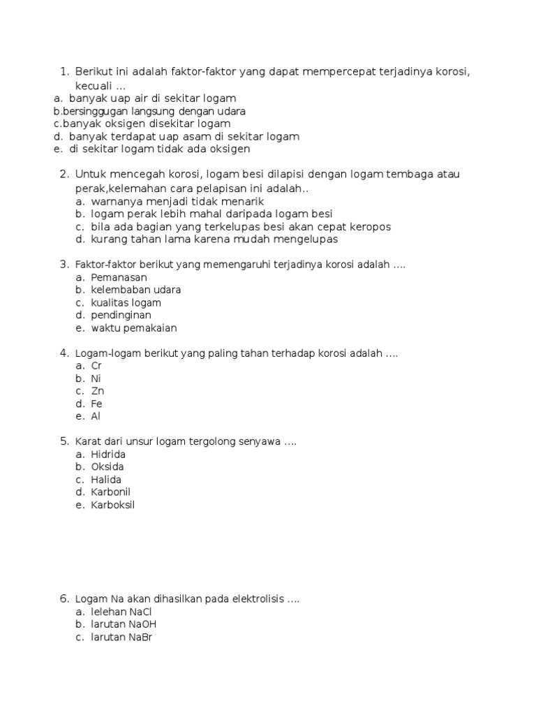 Detail Contoh Soal Korosi Nomer 27