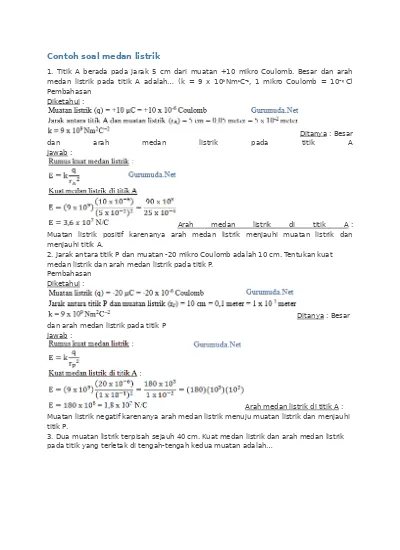 Detail Contoh Soal Kuat Medan Listrik Nomer 39