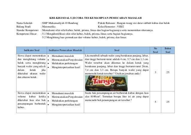 Detail Contoh Soal Kubus Kelas 8 Nomer 54