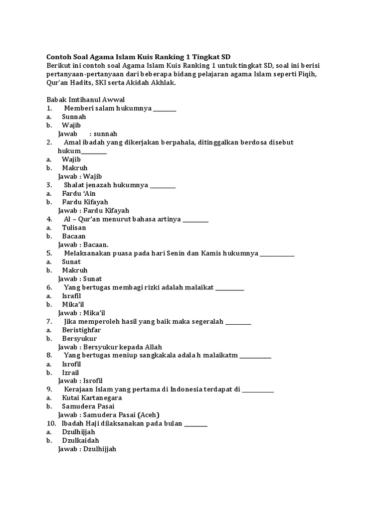 Detail Contoh Soal Kuis Nomer 4