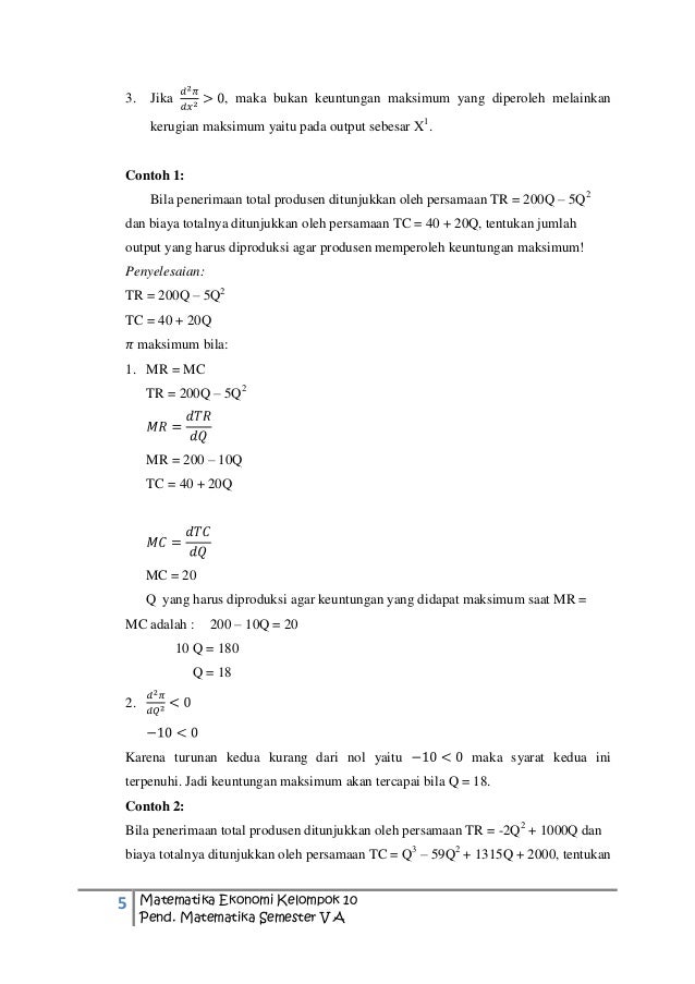 Detail Contoh Soal Laba Maksimum Nomer 4