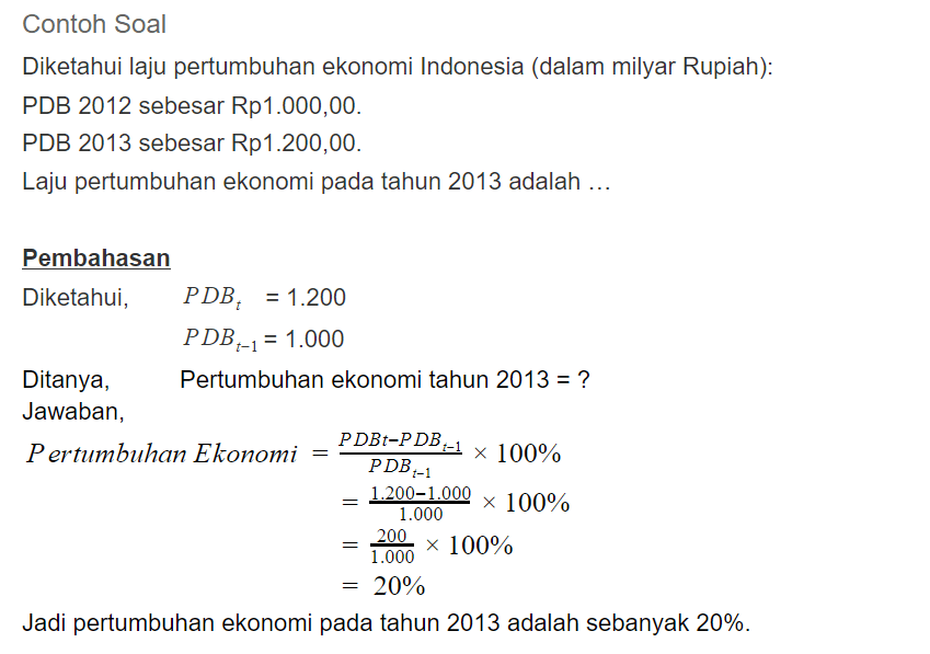 Contoh Soal Laju Pertumbuhan Ekonomi - KibrisPDR