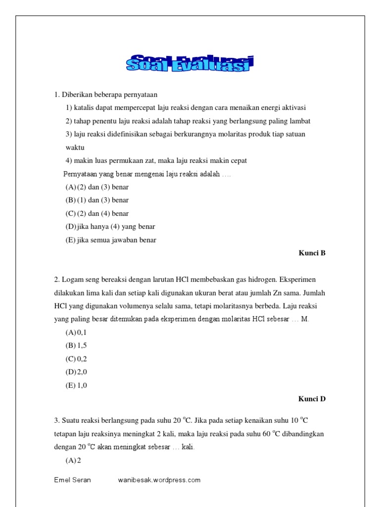 Detail Contoh Soal Laju Reaksi Nomer 53