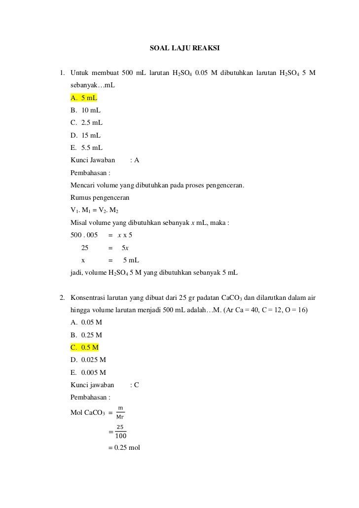 Detail Contoh Soal Laju Reaksi Nomer 54