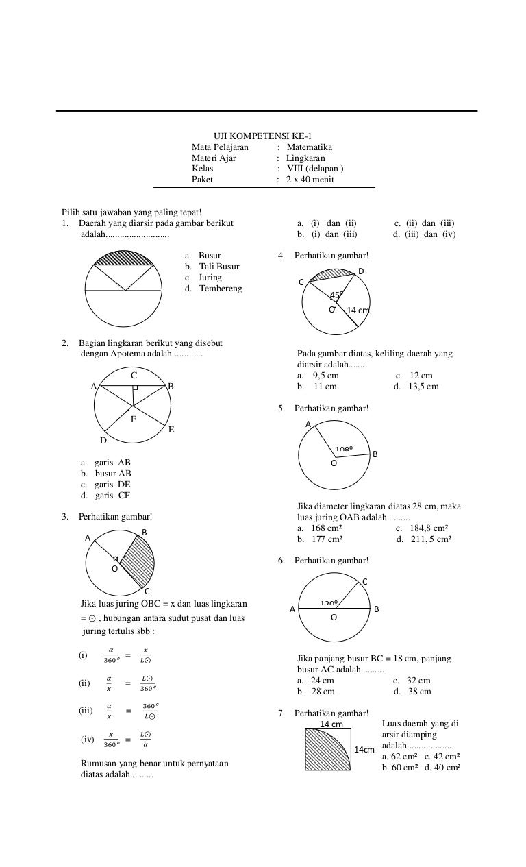 Detail Contoh Soal Lingkaran Nomer 43