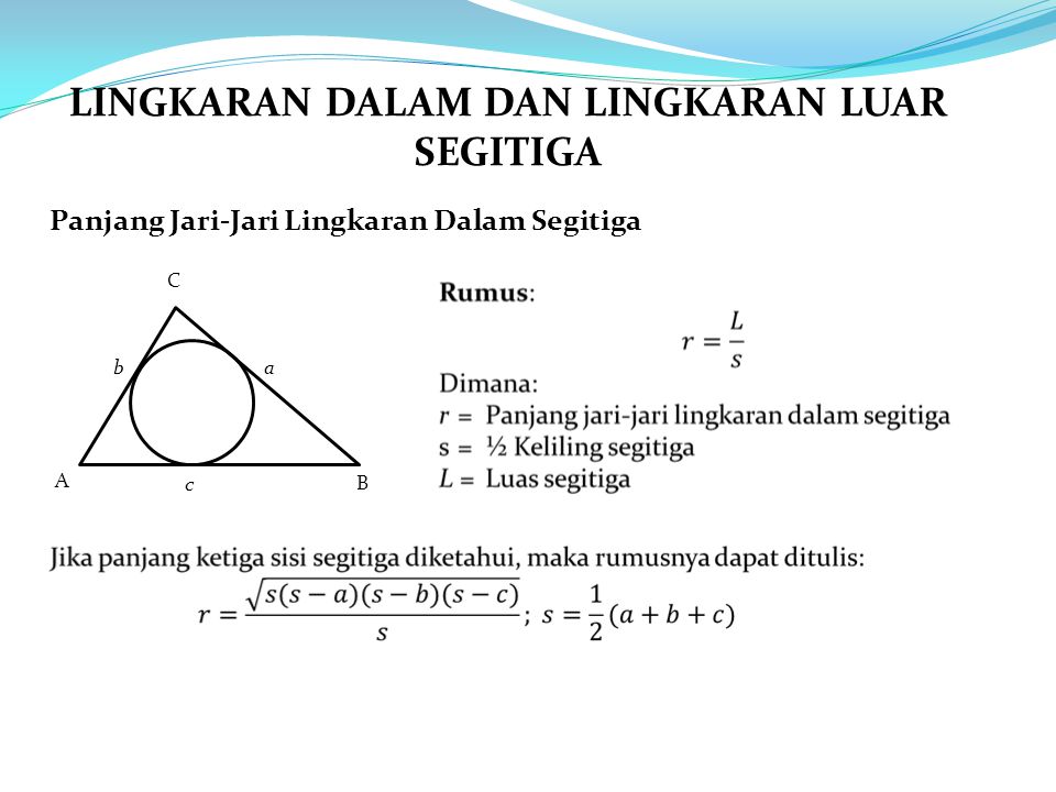 Detail Contoh Soal Lingkaran Dalam Segitiga Nomer 24