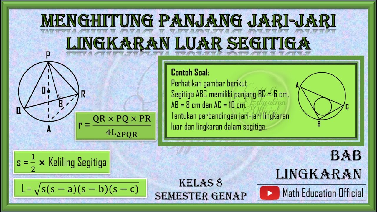 Detail Contoh Soal Lingkaran Dalam Segitiga Nomer 35