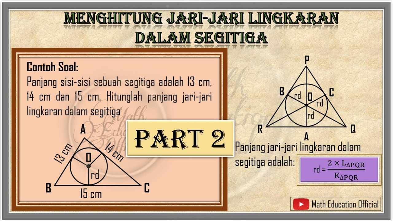 Detail Contoh Soal Lingkaran Dalam Segitiga Nomer 39