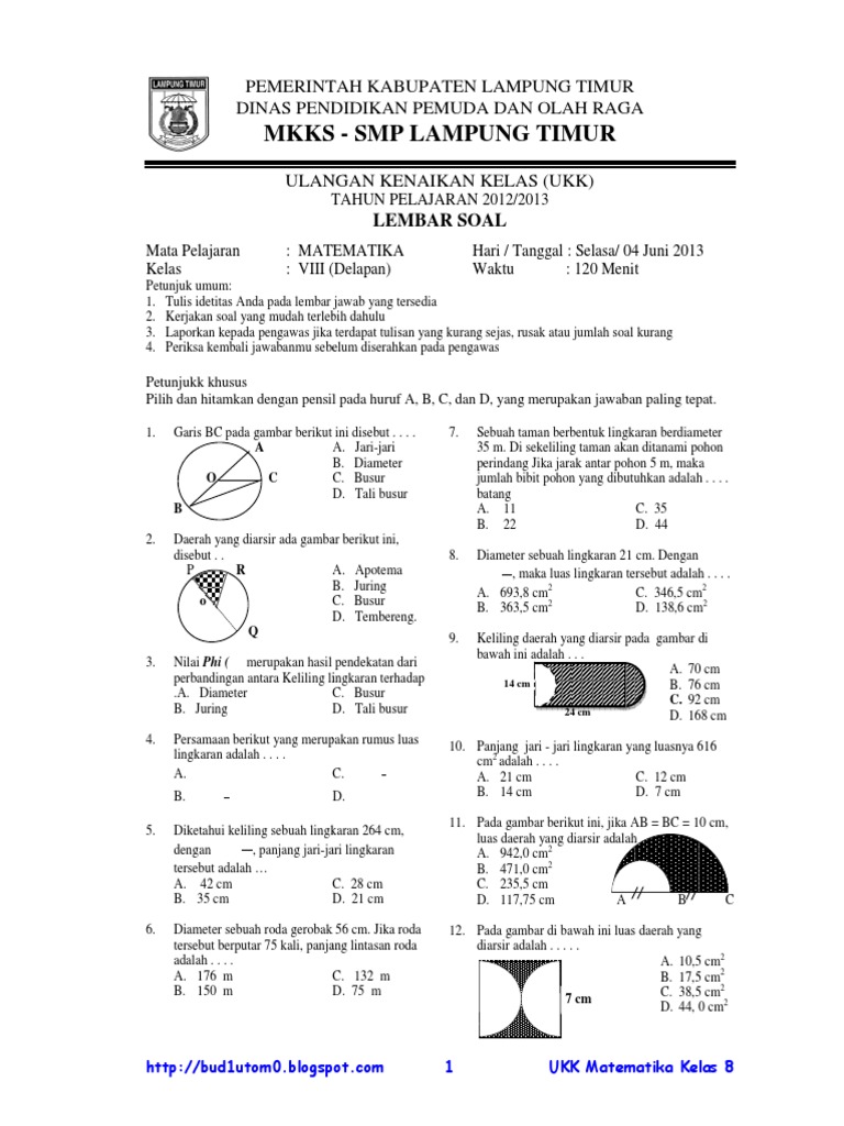 Detail Contoh Soal Lingkaran Kelas 8 Nomer 20