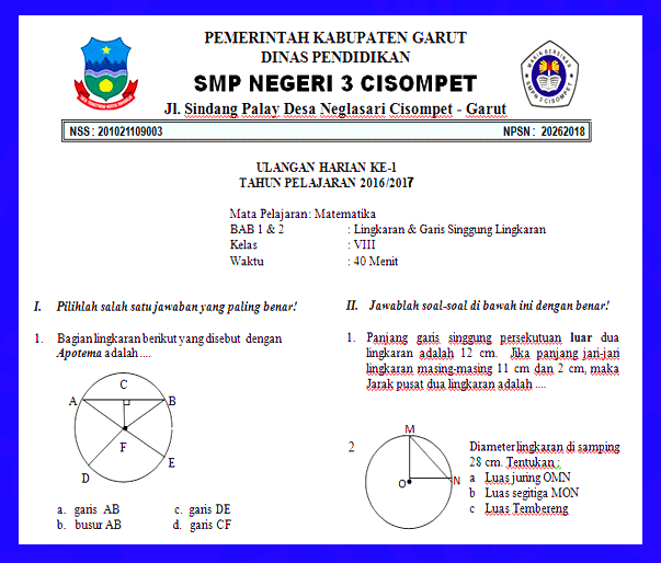 Detail Contoh Soal Lingkaran Kelas 8 Nomer 23