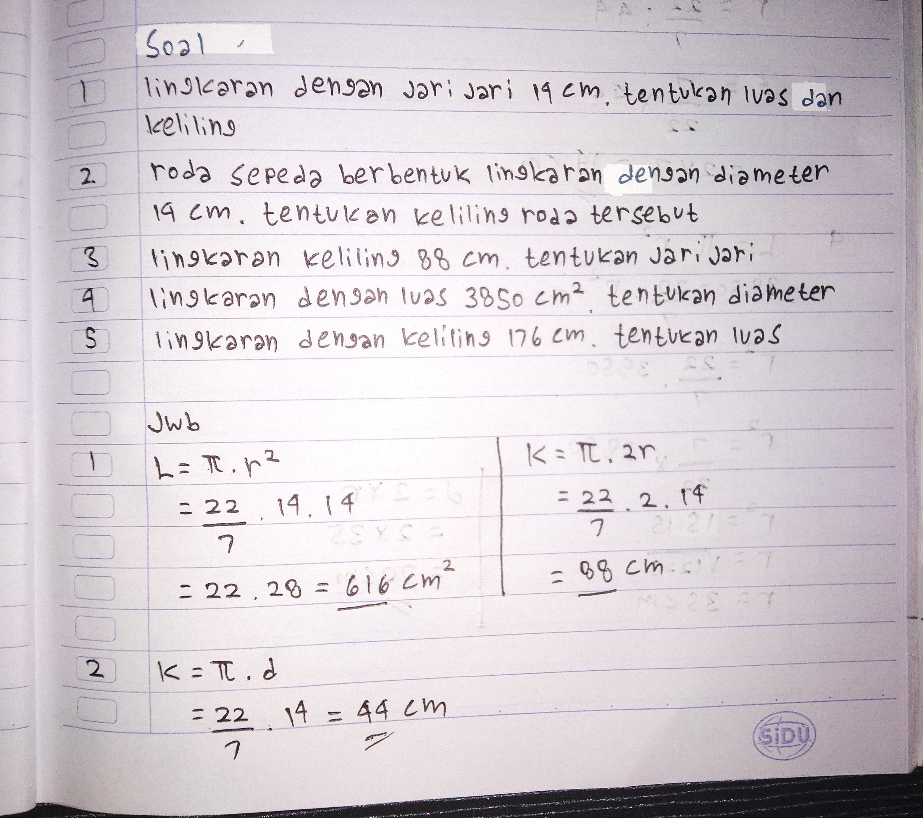 Detail Contoh Soal Lingkaran Kelas 8 Nomer 30