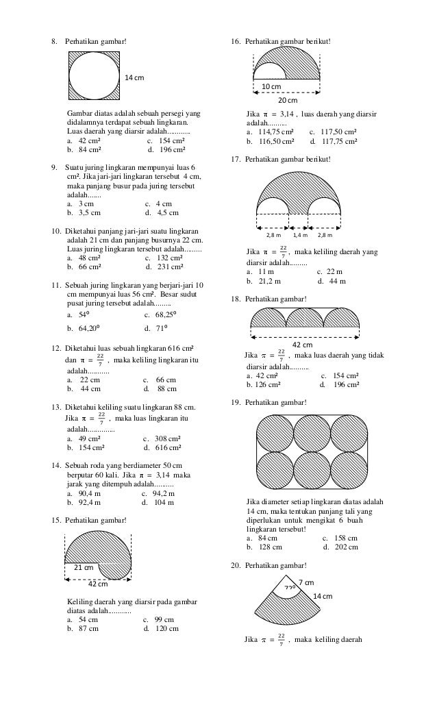 Detail Contoh Soal Lingkaran Kelas 8 Nomer 35