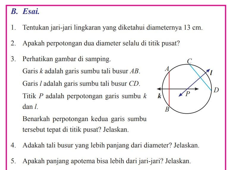 Detail Contoh Soal Lingkaran Kelas 8 Nomer 55