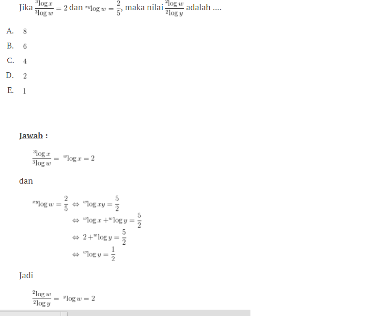 Detail Contoh Soal Logaritma Brainly Nomer 42
