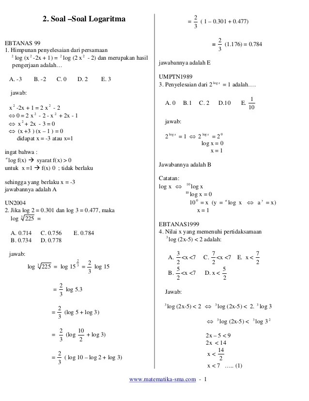 Detail Contoh Soal Logaritma Brainly Nomer 55