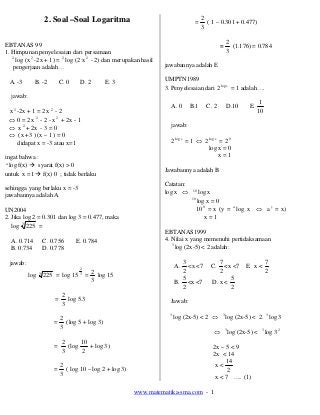Detail Contoh Soal Logaritma Mudah Dan Penyelesaiannya Nomer 29