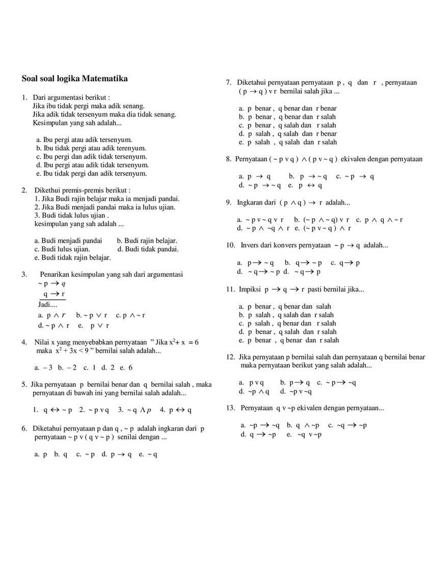 Detail Contoh Soal Logika Nomer 2