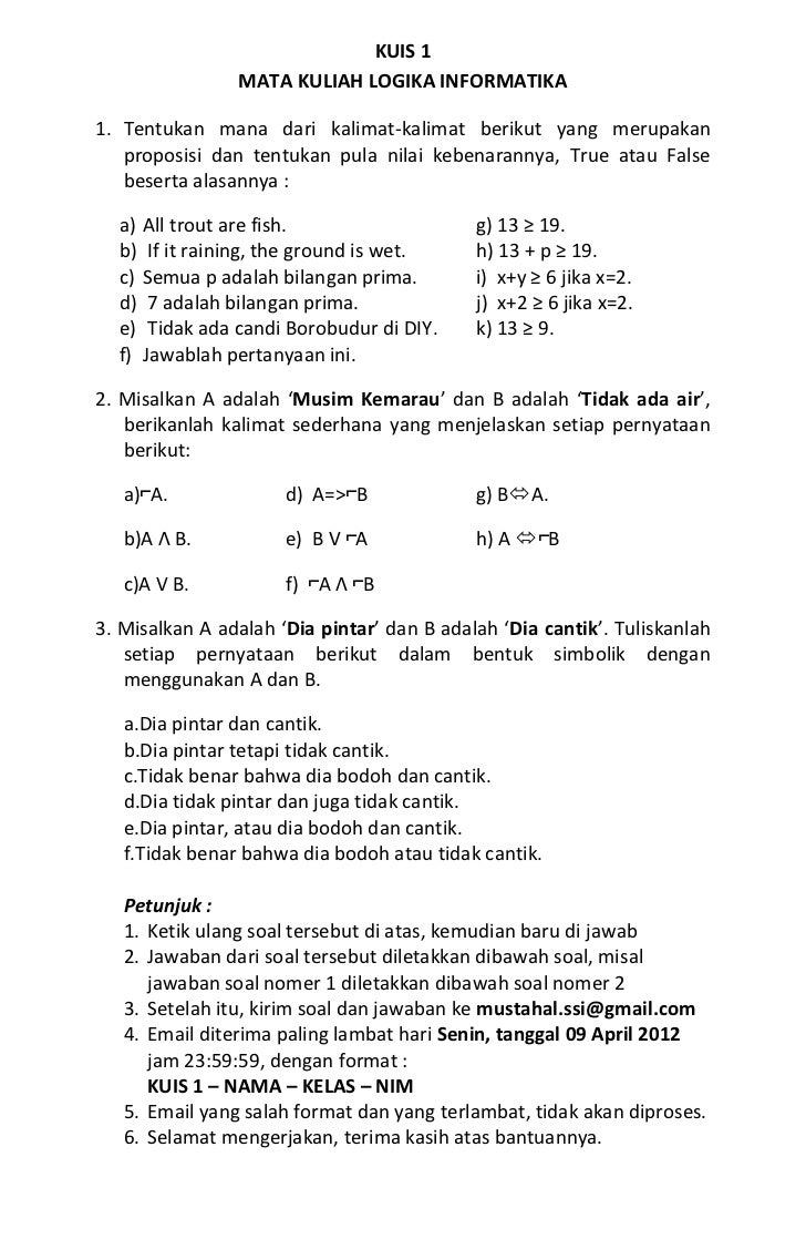 Contoh Soal Logika Informatika - KibrisPDR