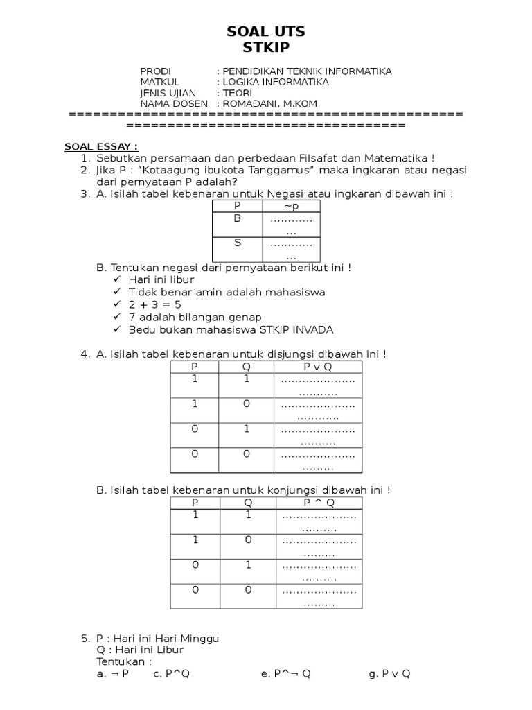 Detail Contoh Soal Logika Informatika Nomer 2