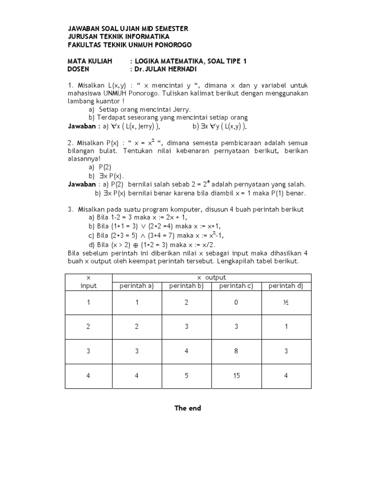 Detail Contoh Soal Logika Informatika Nomer 9