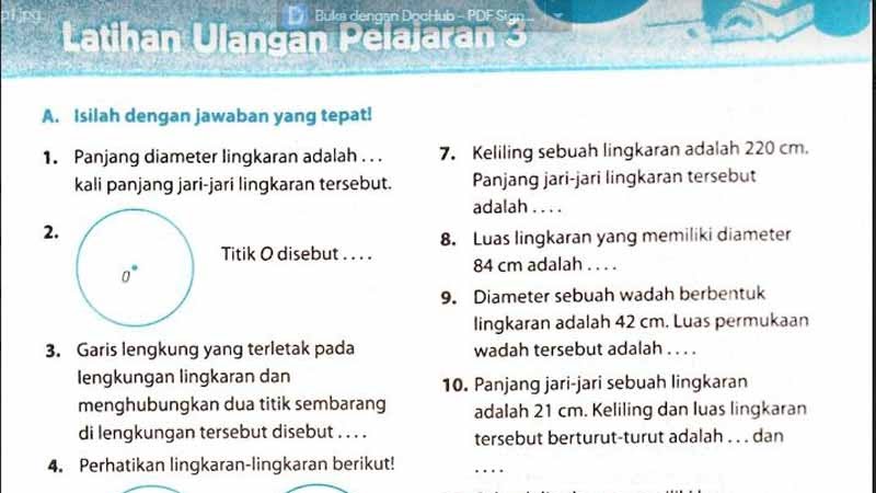 Detail Contoh Soal Luas Dan Keliling Lingkaran Kelas 6 Sd Nomer 16