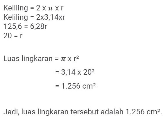 Detail Contoh Soal Luas Dan Keliling Lingkaran Kelas 6 Sd Nomer 47