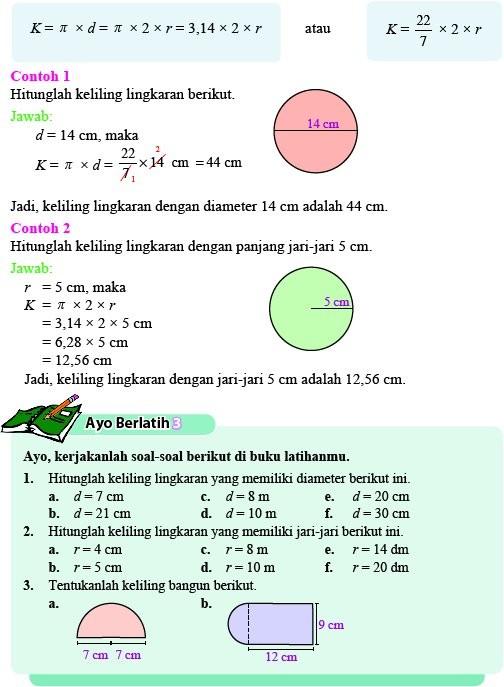 Detail Contoh Soal Luas Dan Keliling Lingkaran Kelas 6 Sd Nomer 51