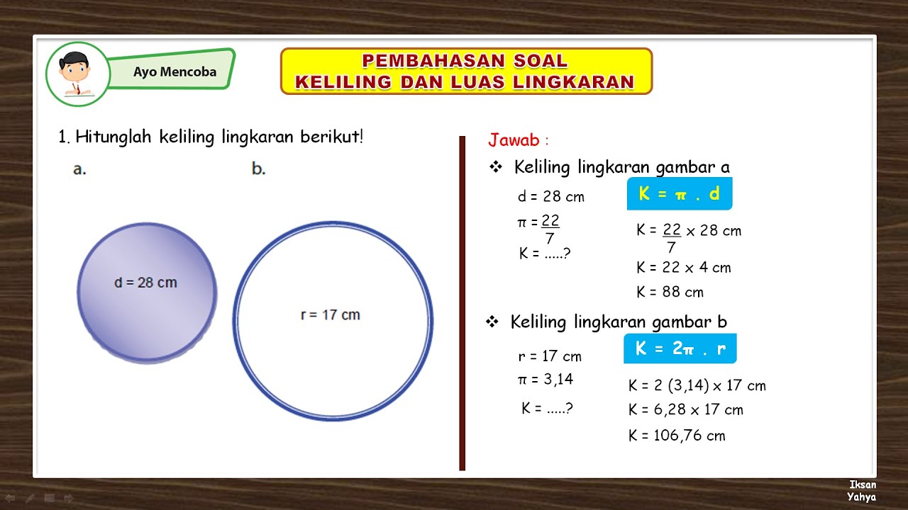 Detail Contoh Soal Luas Dan Keliling Lingkaran Kelas 6 Sd Nomer 10