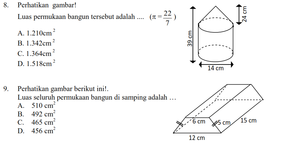 Contoh Soal Luas Permukaan Bangun Ruang - KibrisPDR