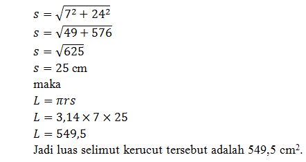 Detail Contoh Soal Luas Permukaan Kerucut Nomer 14