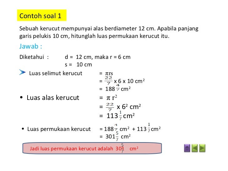 Detail Contoh Soal Luas Permukaan Kerucut Nomer 39