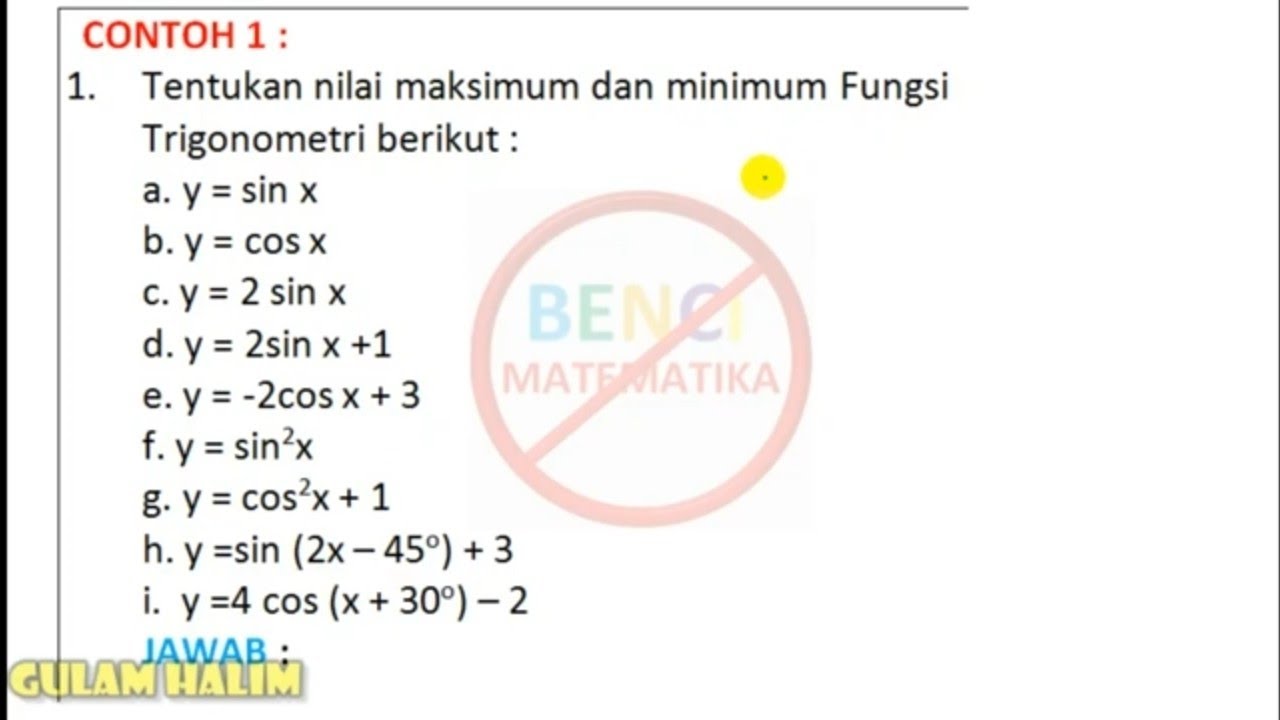 Detail Contoh Soal Maksimum Dan Minimum Nomer 2