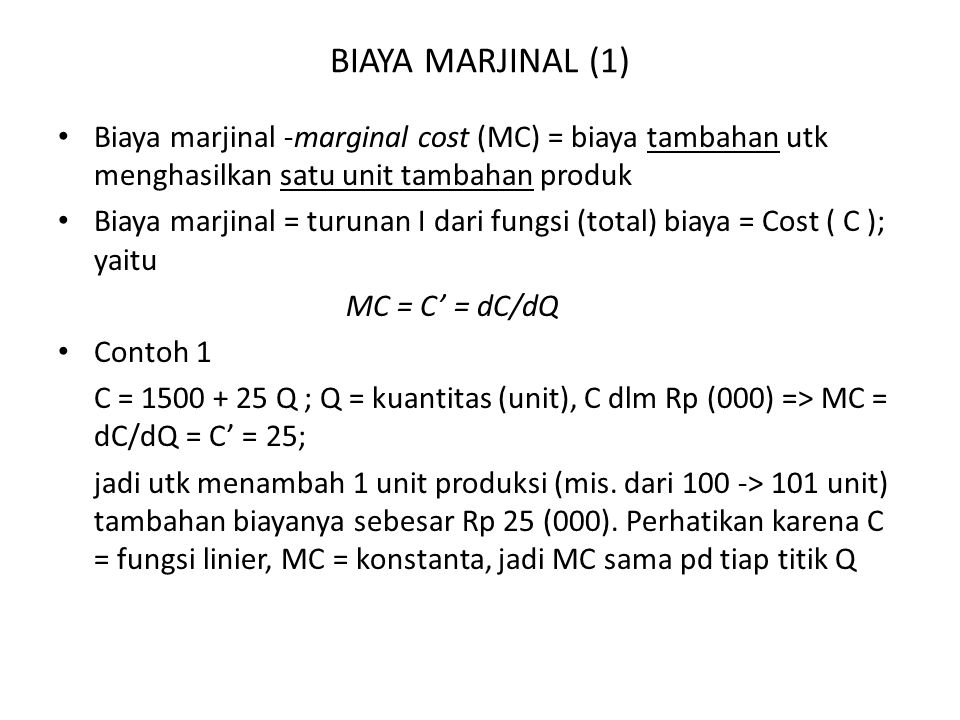 Detail Contoh Soal Marginal Cost Nomer 27