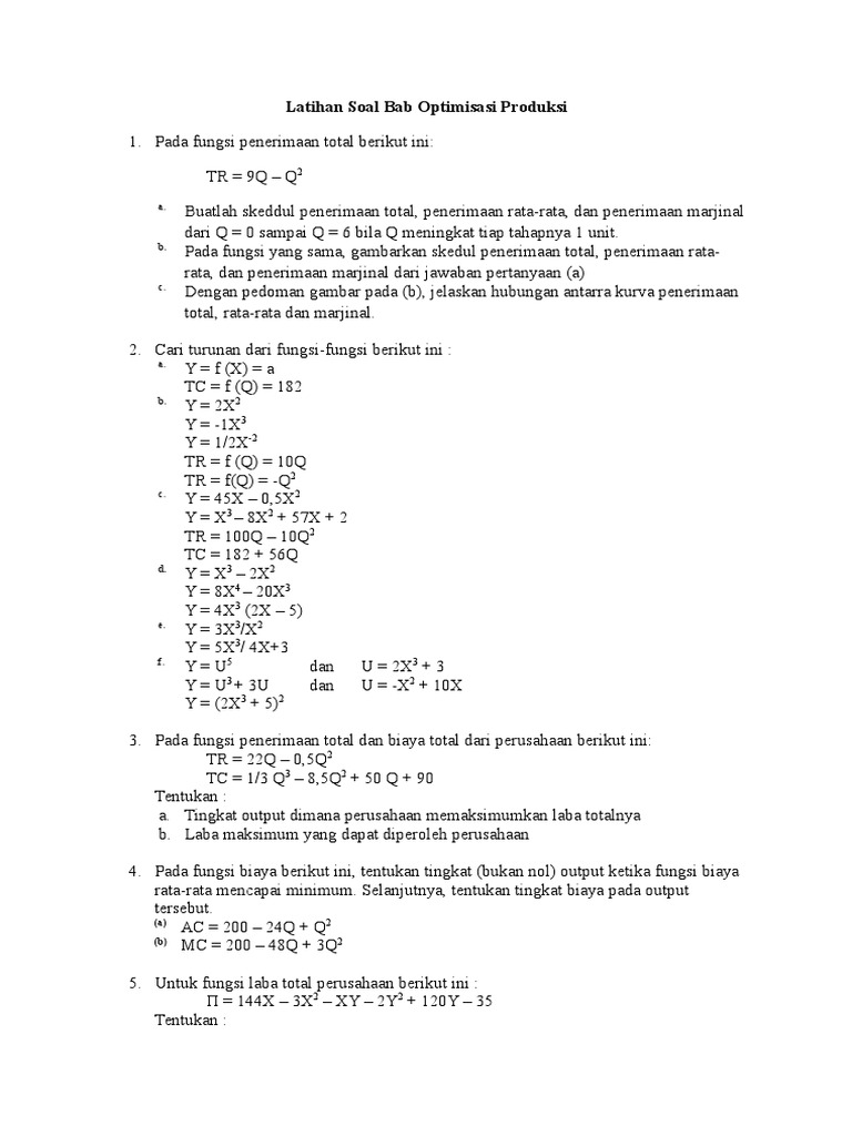 Detail Contoh Soal Marginal Revenue Nomer 49