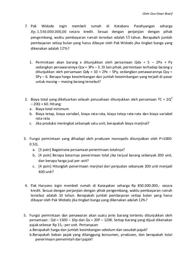 Detail Contoh Soal Matematika Ekonomi Nomer 9