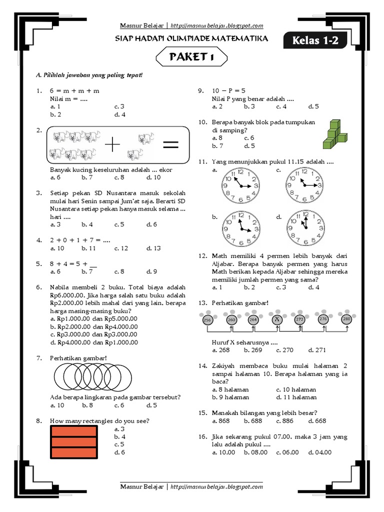 Detail Contoh Soal Matematika Kelas 1 Sd Nomer 27