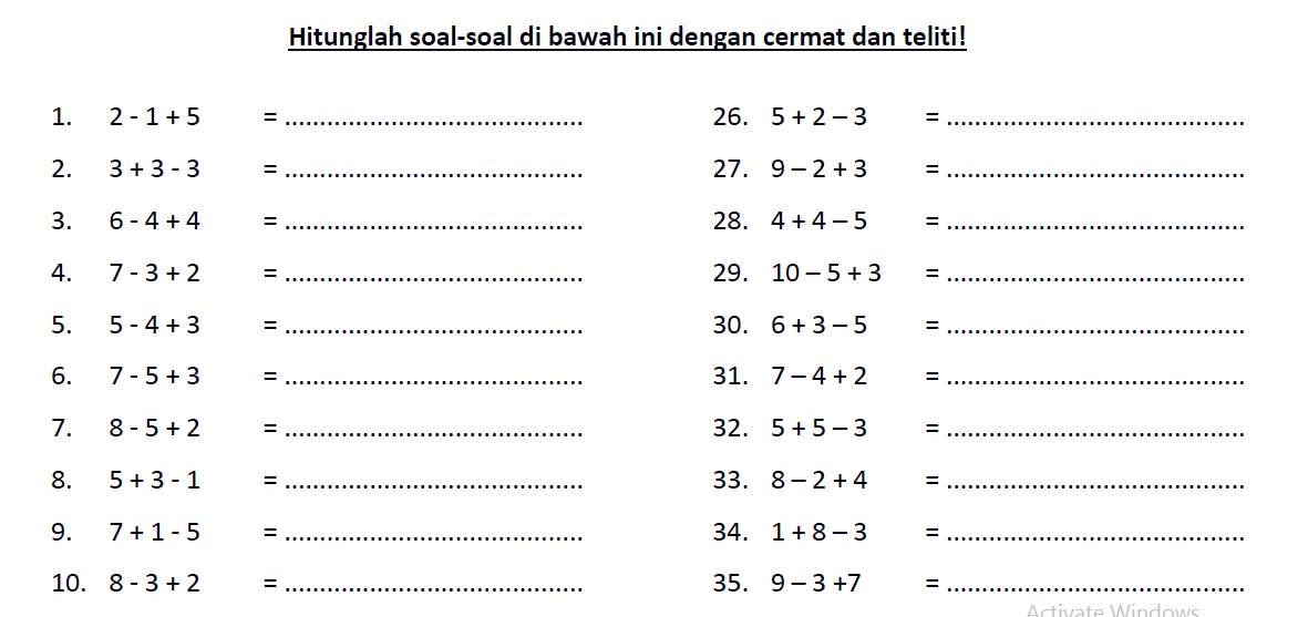 Detail Contoh Soal Matematika Kelas 1 Sd Nomer 8