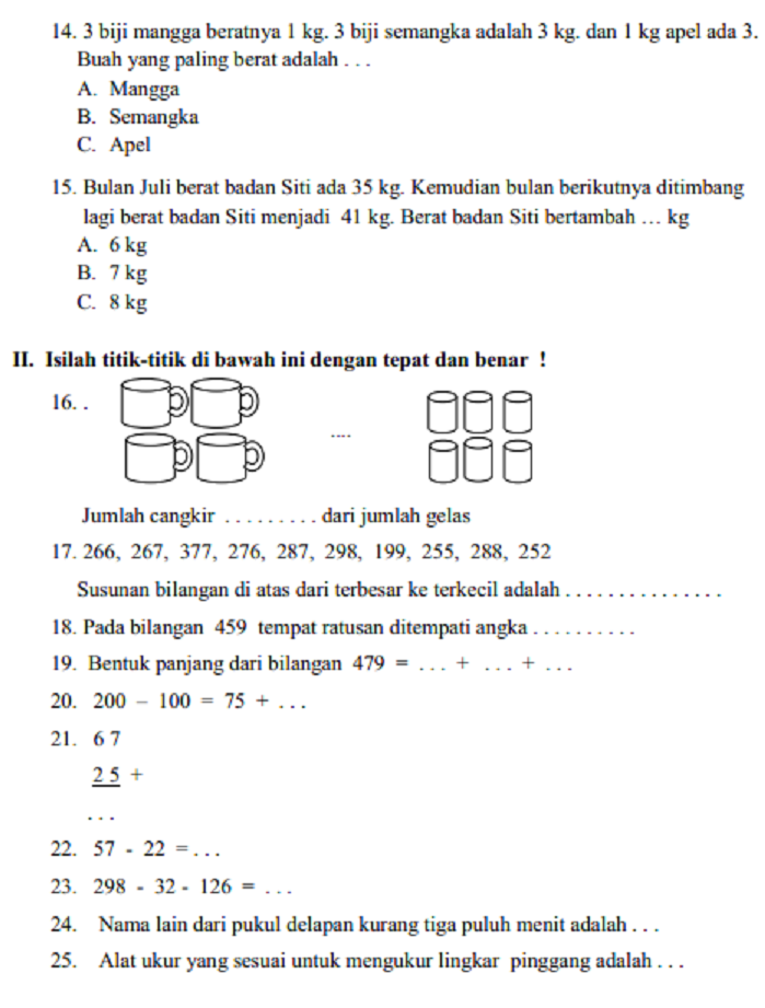 Detail Contoh Soal Matematika Kelas 2 Sd Nomer 2